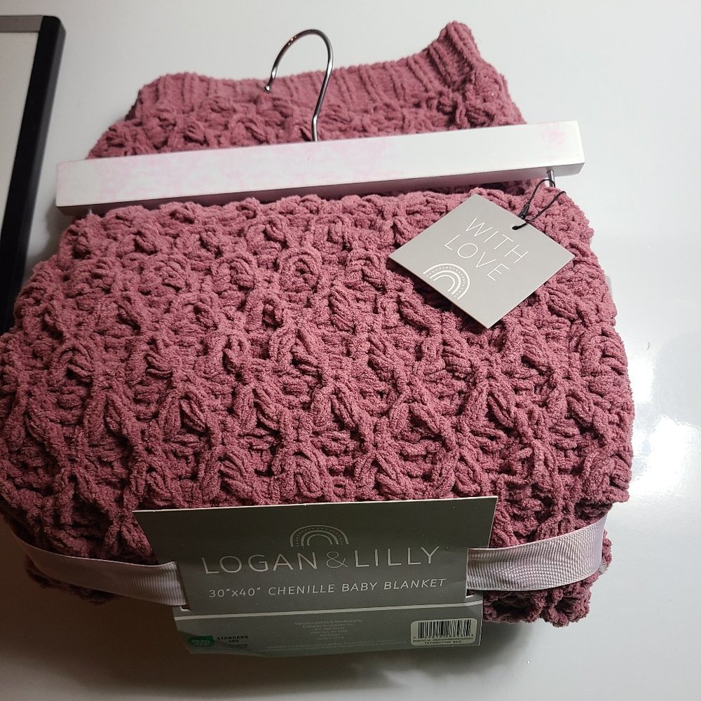 Purple Chenille Large Stitch Baby Blanket